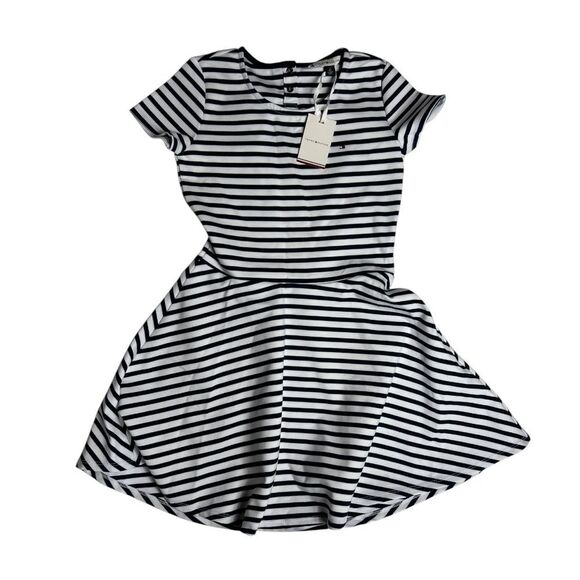 Tommy Hilfiger Essential Blue and White Stripe Skater Dress Girls Size 12 NWT - Picture 3 of 9